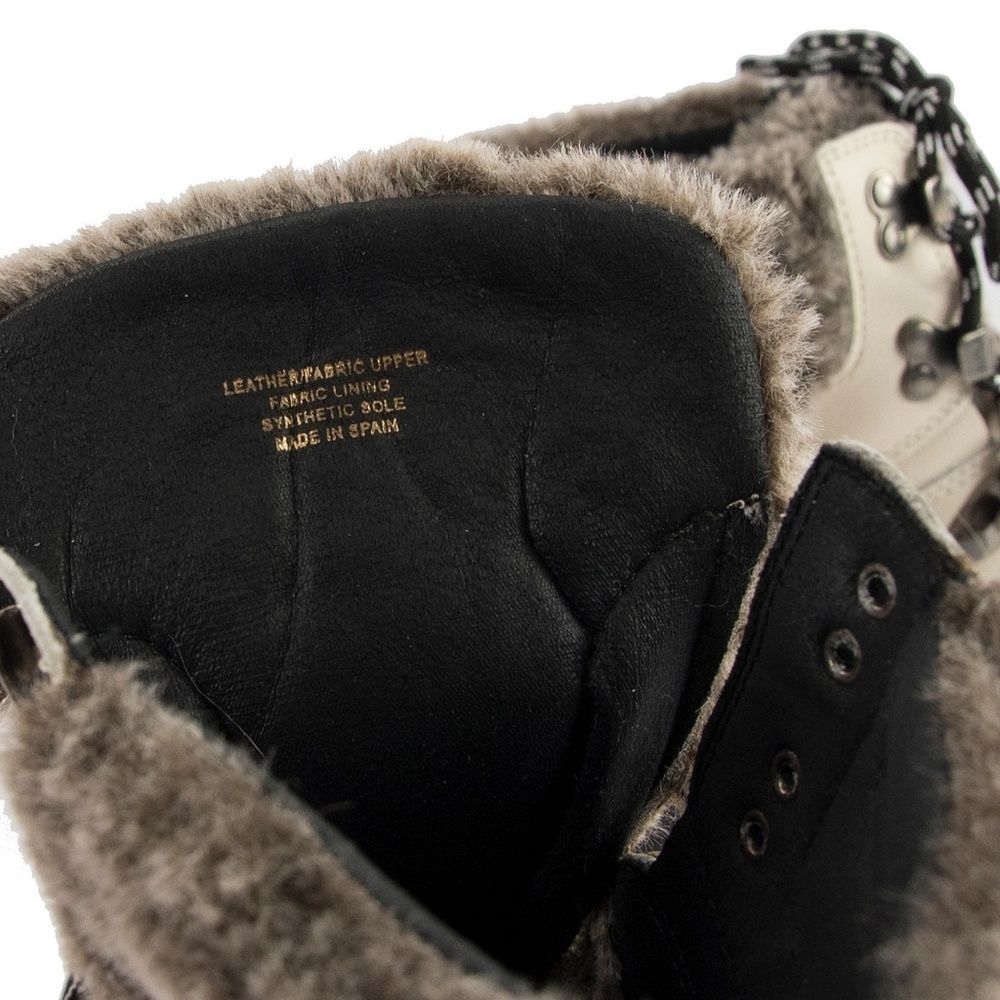 Maiden Lane Ivory Leather Marbut Faux Fur Boots 39 - Picture 6 of 8